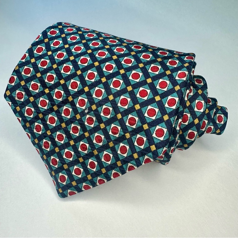 Courchevel By Damon Geometric Patterned Silk Hand Made Classic Tie